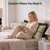 Giselle Bedding Headboard Pillow with Double-Layer Storage Wedge Reading Backrest with Adjustable Filling, Chenille Bed Rest Cushion for Daybed, Dorm, and RV Queen