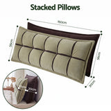 Giselle Bedding Headboard Pillow with Double-Layer Storage Wedge Reading Backrest with Adjustable Filling, Chenille Bed Rest Cushion for Daybed, Dorm, and RV Queen
