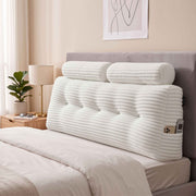 Giselle wedge pillow headboard with non-flattening shredded foam core, perfect for dorm reading or sofa lap desk, 330g corduroy cover, side pockets, Queen In Australia - Darrahopens