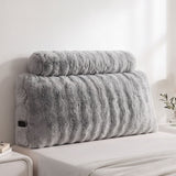 Giselle Wedge Pillow Headboard, Easy Wash Zipper Cover & Anti-Flat Foam, Couch Lumbar Support for Dorm Readers, 340g Faux Rabbit Fur with Dual Pockets, King Single In Australia - Darrahopens