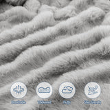 Giselle Wedge Pillow Headboard, Easy Wash Zipper Cover & Anti-Flat Foam, Couch Lumbar Support for Dorm Readers, 340g Faux Rabbit Fur with Dual Pockets, King Single
