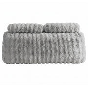 Giselle Wedge Pillow Headboard, Easy Wash Zipper Cover & Anti-Flat Foam, Couch Lumbar Support for Dorm Readers, 340g Faux Rabbit Fur with Dual Pockets, Queen