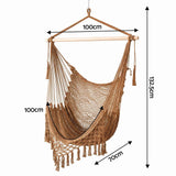 Gardeon Hammock Chair Camping Hanging Chair with Spreader Bar Tassels Brown In Australia - Darrahopens