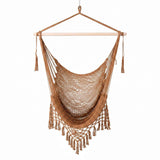 Gardeon Hammock Chair Camping Hanging Chair with Spreader Bar Tassels Brown In Australia - Darrahopens
