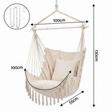Gardeon Hammock Chair Camping Macrame Hanging Swing Cushions Metal Bar Cream In Australia - Darrahopens