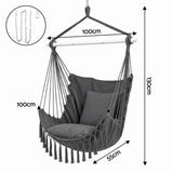 Gardeon Hammock Chair Camping Macrame Hanging Swing Cushions Metal Bar Grey In Australia - Darrahopens
