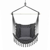 Gardeon Hammock Chair Camping Macrame Hanging Swing Cushions Metal Bar Grey In Australia - Darrahopens