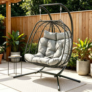 Gardeon Outdoor Swing Chair 2 Seater with Stand Cushion Rattan Patio Furniture In Australia - Darrahopens