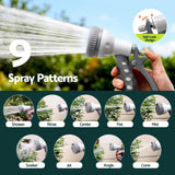 Green Fingers 20m Retractable Water Hose Reel, Wall Mounted Garden Hose 9-Pattern Nozzle