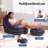 Gardeon Inflatable Chair with Ottoman Air Sofa Blow Up Air Chair for Camping with Pump Purple In Australia - Darrahopens