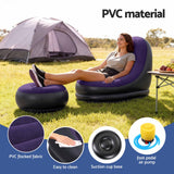 Gardeon Inflatable Chair with Ottoman Air Sofa Blow Up Air Chair for Camping with Pump Purple In Australia - Darrahopens