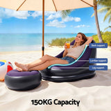 Gardeon Inflatable Chair with Ottoman Air Sofa Blow Up Air Chair for Camping with Pump Purple In Australia - Darrahopens