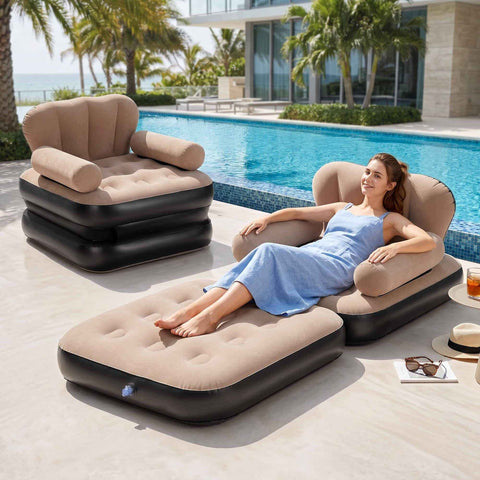 Gardeon Inflatable Chair Sun Lounge Air Sofa Blow Up Air Chair for Camping with Pump In Australia - Darrahopens
