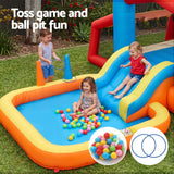 Keezi Inflatable Kids Pool Play Park Jumping Castle Volleyball Net with Blower Balls 4mx4.37m
