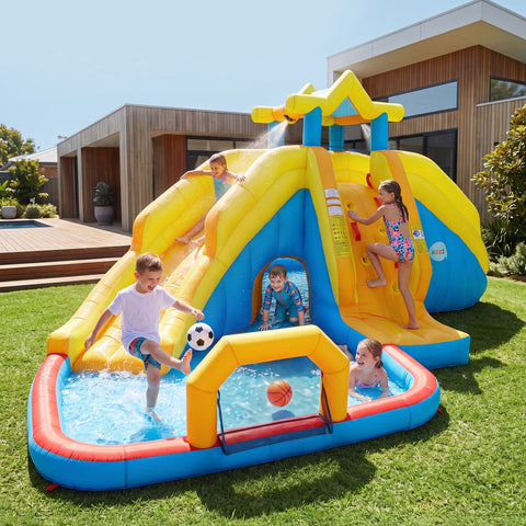 Keezi Inflatable Kids Pool Water Slide Splash Castle Football 622cmx542cm In Australia - Darrahopens