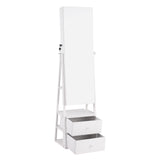 Artiss Lockable Jewelry Armoire with Mirror, Freestanding Organizer Cabinet with Drawers, White
