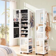 Artiss Lockable Jewellery Cabinet, Mobile Frameless Mirror, White In Australia - Darrahopens