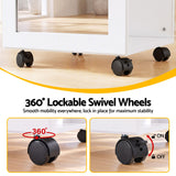 Artiss Lockable Jewellery Cabinet, Mobile Frameless Mirror, White