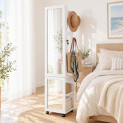 Artiss Lockable Jewellery Cabinet, Mobile Frameless Mirror, White