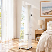 Artiss Jewelry Cabinet Frameless Full Length Mirror with Wheels, White