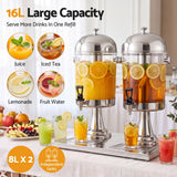 5-Star Chef 16L Dual Tank Juice Dispenser Drink Beverage Server Ice Tubes