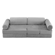 Keezi 12PCS Modular Kids Play Couch Foam Sofa Set with Removable Washable Cover Grey Playroom In Australia - Darrahopens