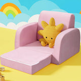 Keezi Kids Sofa 2 Seater Children Flip Open Couch Lounger Armchair Soft Pink