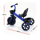 RIGO Tricycle Bike, Kids Bike with 3 wheels, basket Carbon Steel 68cm Blue In Australia - Darrahopens