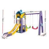 Keezi Kids 4-in-1 Slide Swing Set Double Swing Basketball Hoop Playhouse In Australia - Darrahopens