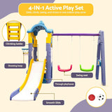 Keezi Kids 4-in-1 Slide Swing Set Double Swing Basketball Hoop Playhouse In Australia - Darrahopens