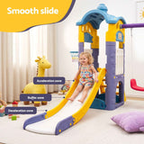 Keezi Kids 4-in-1 Slide Swing Set Double Swing Basketball Hoop Playhouse In Australia - Darrahopens