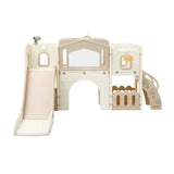 Keezi Kids Slide Set Toddler Indoor Playset With Drawing Board Beige