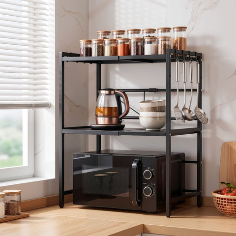 Artiss Kitchen Bakers Rack 40-60CMX78CM Metal Microwave Stand Black In Australia - Darrahopens