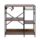 Artiss 3-Tier Kitchen Rack with 2 Power Outlets Microwave Storage Shelf 6 Hooks 90CM