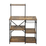 Artiss 4-Tier Kitchen Rack with Pull Out Basket 6 Hooks Microwave Storage Shelf