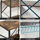 Artiss 4-Tier Kitchen Rack with Pull Out Basket 6 Hooks Microwave Storage Shelf