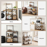 Artiss 4-Tier Kitchen Rack with Pull Out Basket 6 Hooks Microwave Storage Shelf