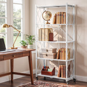 Artiss 5-Tier Foldable Kitchen Bakers Rack 71x160cm Microwave Stand White In Australia - Darrahopens