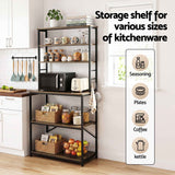 Artiss 6-Tier Kitchen Rack with 6 Hooks Microwave Storage Shelf 80cm x 167cm