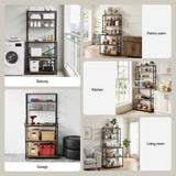 Artiss 6-Tier Kitchen Rack with 6 Hooks Microwave Storage Shelf 80cm x 167cm