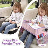 Keezi Kids Travel Tray Car Seat Lap Desk Portable Car Desk Organiser for Car & Airplane Pink