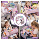 Keezi Kids Travel Tray Car Seat Lap Desk Portable Car Desk Organiser for Car & Airplane Pink