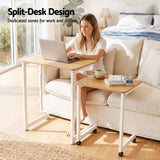 Artiss Mobile Laptop Desk Set 2-In-1 C-Shaped Nesting Table Oak