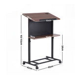 Artiss Mobile Lectern Podium Stand with Storage Shelf Height Adjustable Laptop Desk Black & Walnut