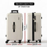 Wanderlite 28" Trunk Luggage Suitcase Travel 5 Wheels Type-C Port TSA Smoky White