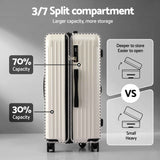 Wanderlite 28" Trunk Luggage Suitcase Travel 5 Wheels Type-C Port TSA Smoky White