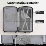 Wanderlite 28" Trunk Luggage Suitcase Travel 5 Wheels Type-C Port TSA Smoky White