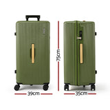 Wanderlite 28" Modern Vertical Trunk Luggage Suitcase Travel 5 Wheels Type-C TSA Olive Green