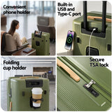 Wanderlite 28" Modern Vertical Trunk Luggage Suitcase Travel 5 Wheels Type-C TSA Olive Green