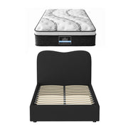 Giselle 32cm Euro Top King Single Mattress 5-Zone and Artiss Boucle Bed Frame Set